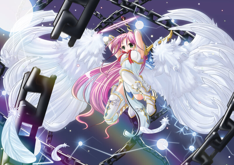 Pink-haired Angel Girl — White, Dramatic