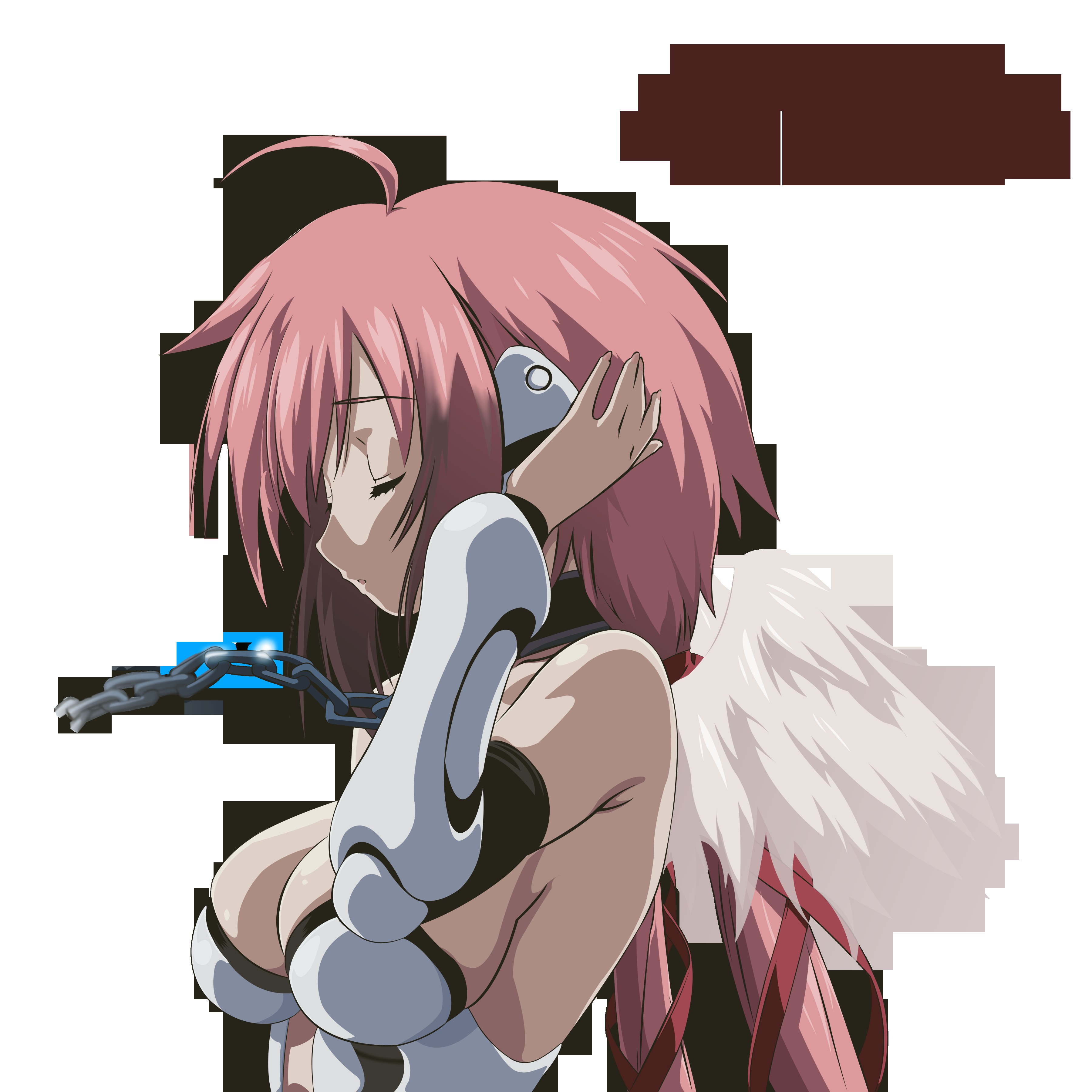 pink-haired angel with chains