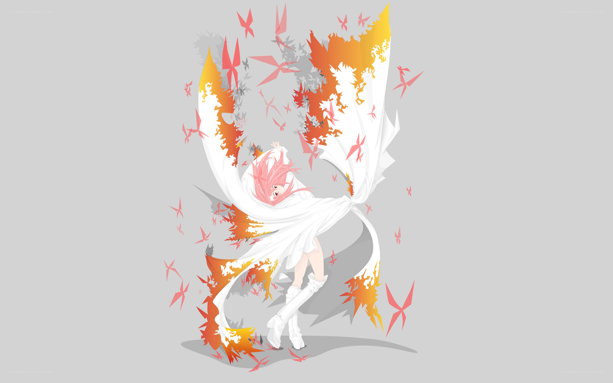 pink-haired angel with fire wings
