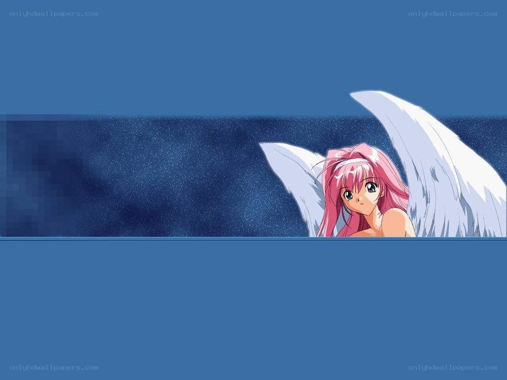 pink-haired angel with wings