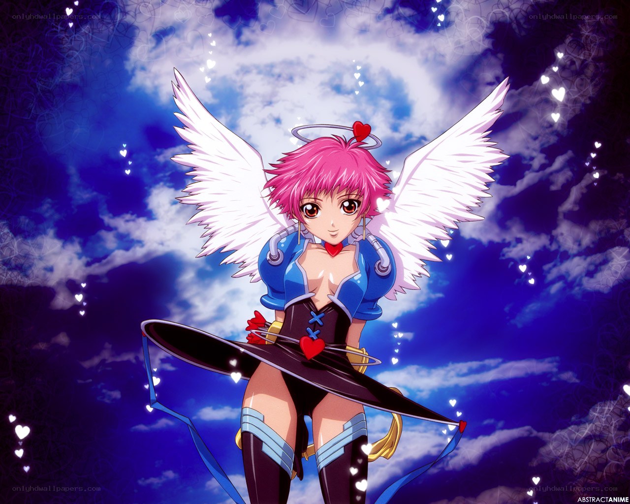 pink-haired angel with wings