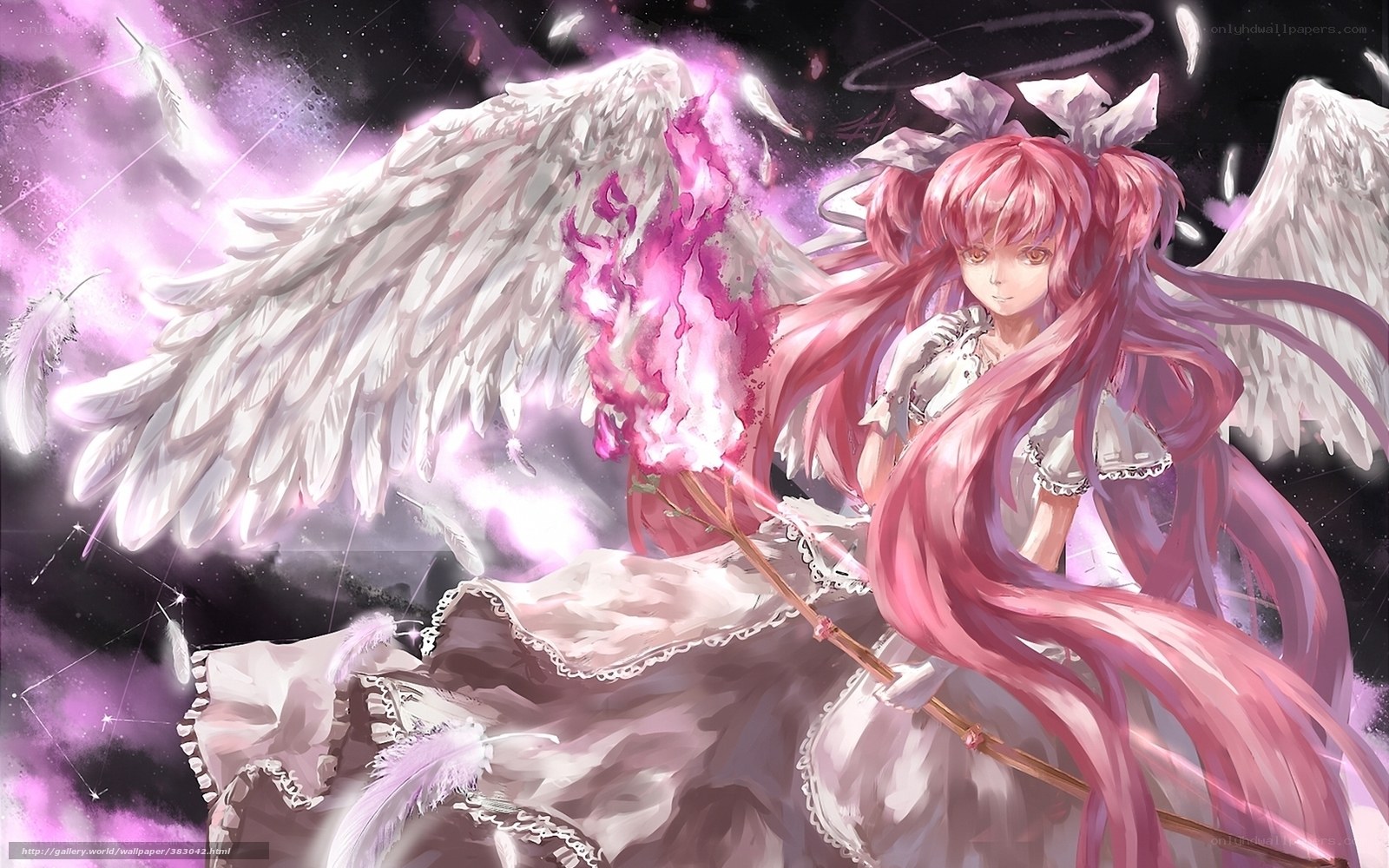 pink-haired angel with wings