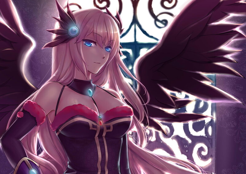 Pink-haired Angel Woman — Purple