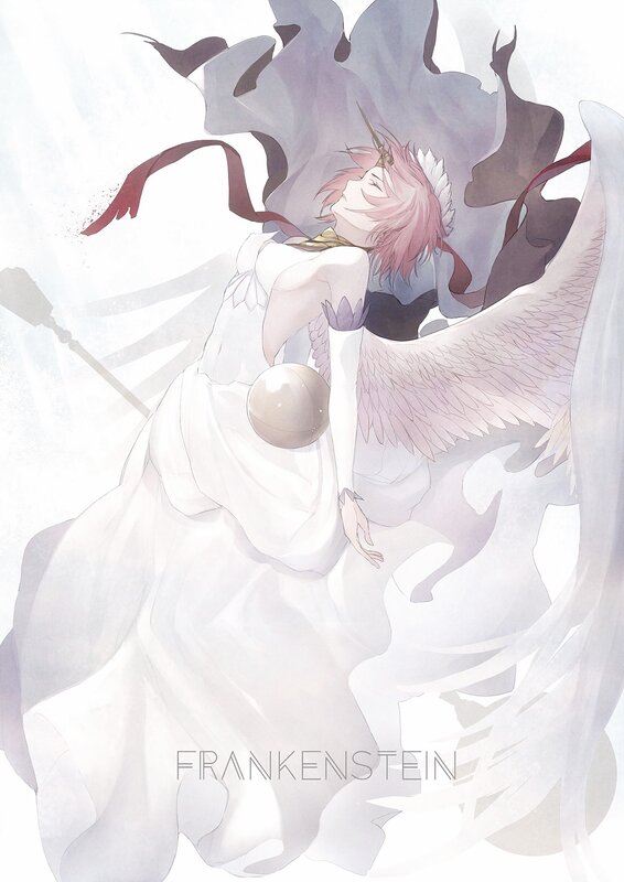 Pink-haired Angelic Figure — White