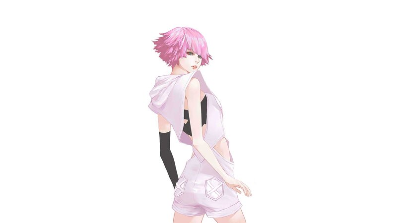 pink-haired anime character