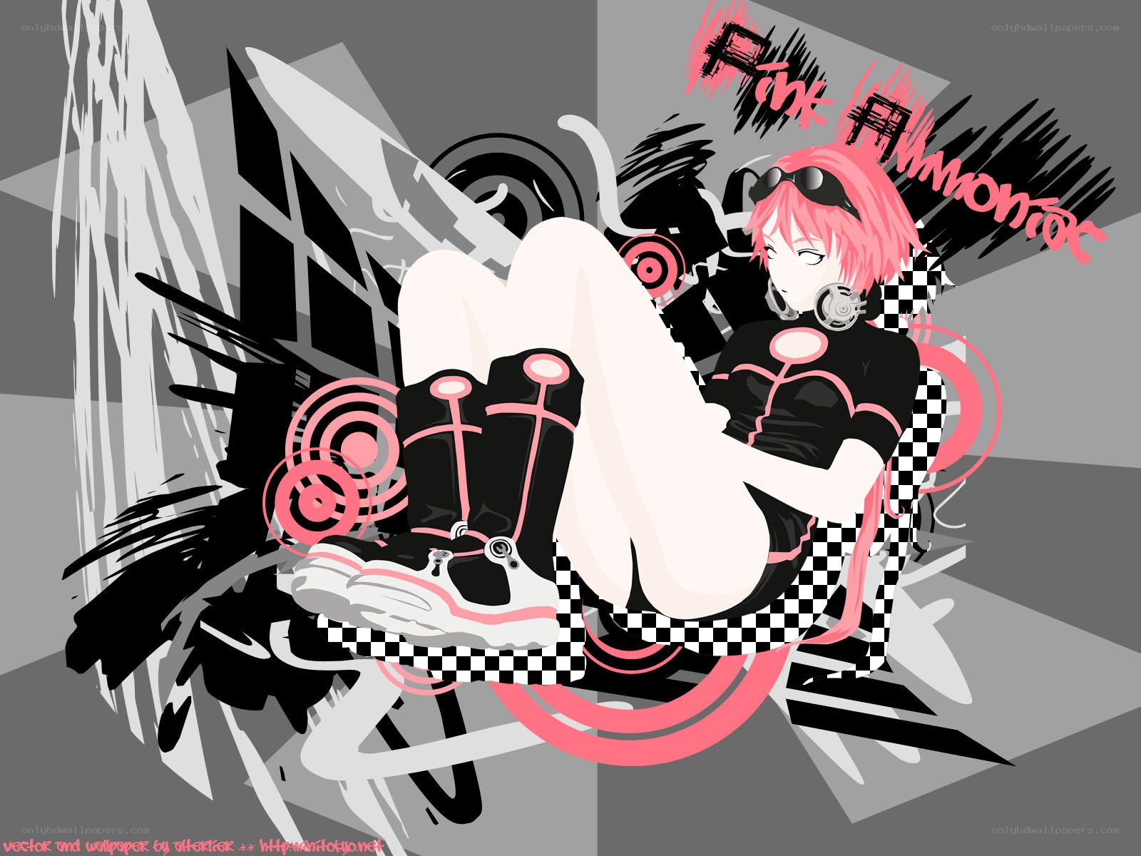 pink-haired anime character artwork