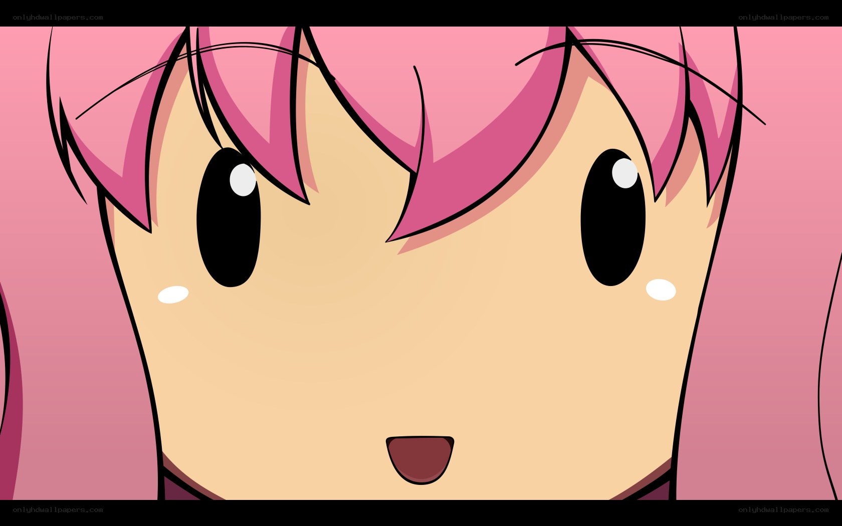 pink-haired anime character close-up