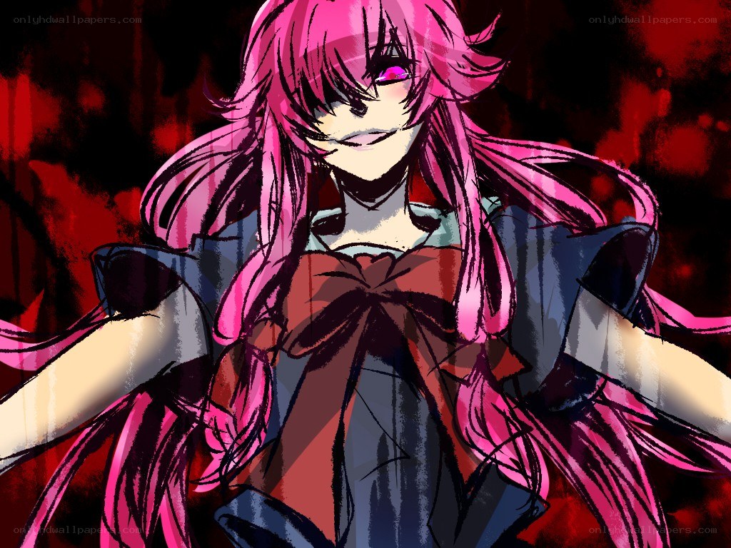 pink-haired anime character in dark setting