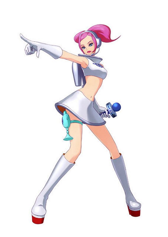 pink-haired anime character in futuristic outfit
