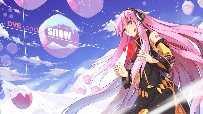 Pink-haired anime character in snowy landscape