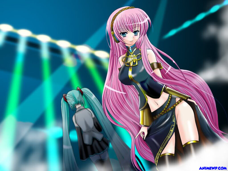 Pink-haired anime character on stage