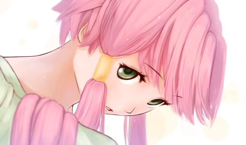 Pink-haired Anime Character — Pink, Calm, Green Eyes