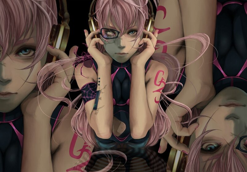 Pink-haired Anime Character — Pink, Dramatic, Digital Art, Headphones