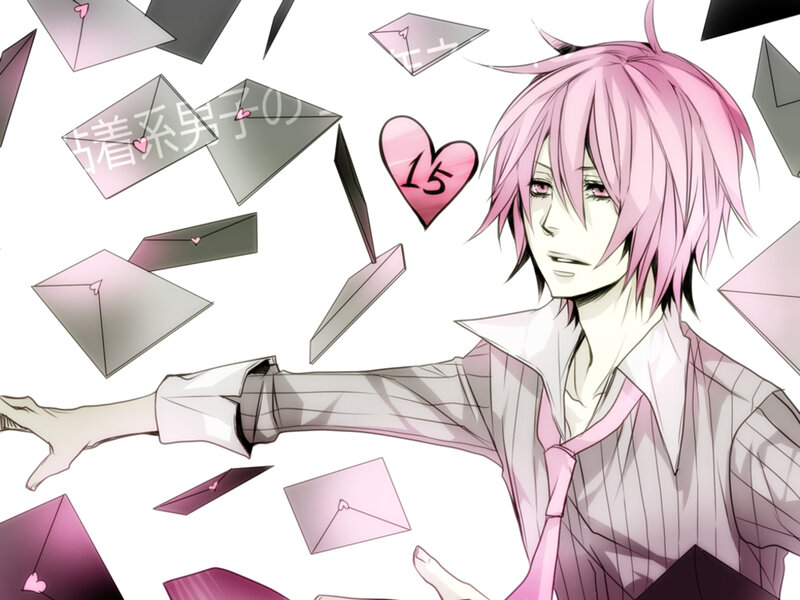 Pink-haired Anime Character — Pink, Dramatic, Envelopes, Heart
