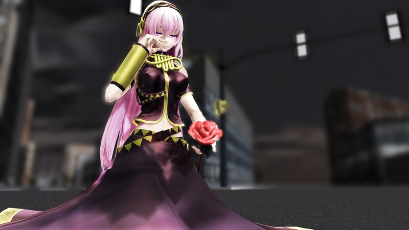Pink-haired Anime Character — Purple, Dramatic, Night