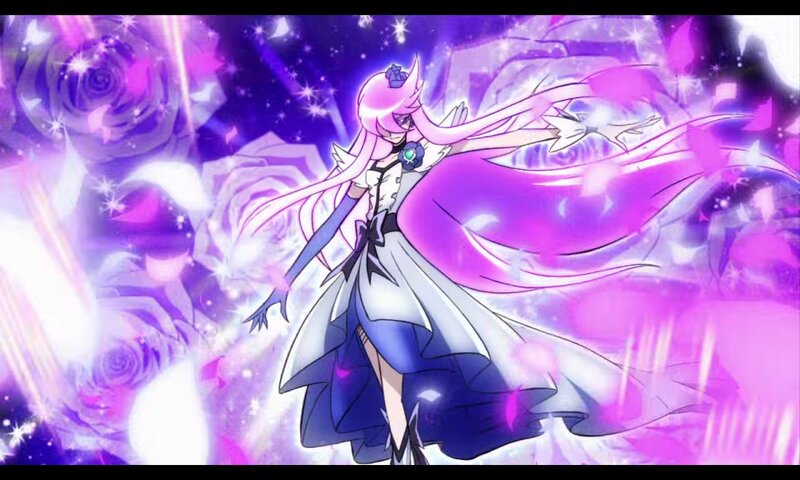 Pink-haired Anime Character — Purple, Dramatic, Roses
