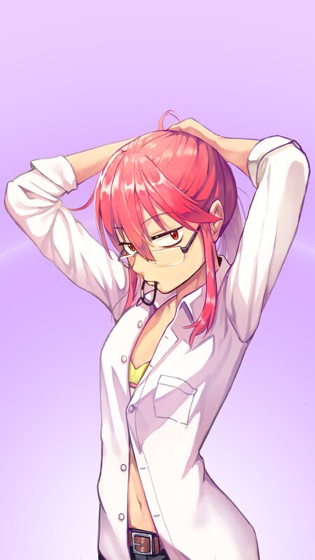 Pink-haired Anime Character — Purple, Relaxed