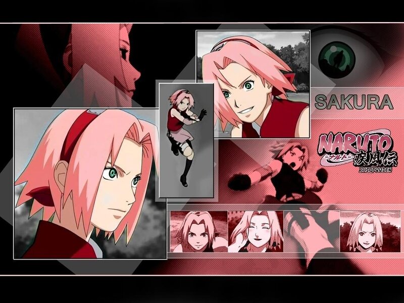 Pink-haired Anime Character — Red, Dramatic, Anime Collage