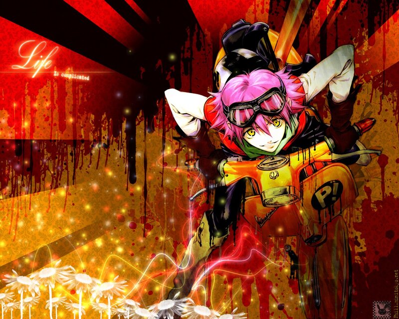 Pink-haired Anime Character — Red, Dramatic, Motorcycle