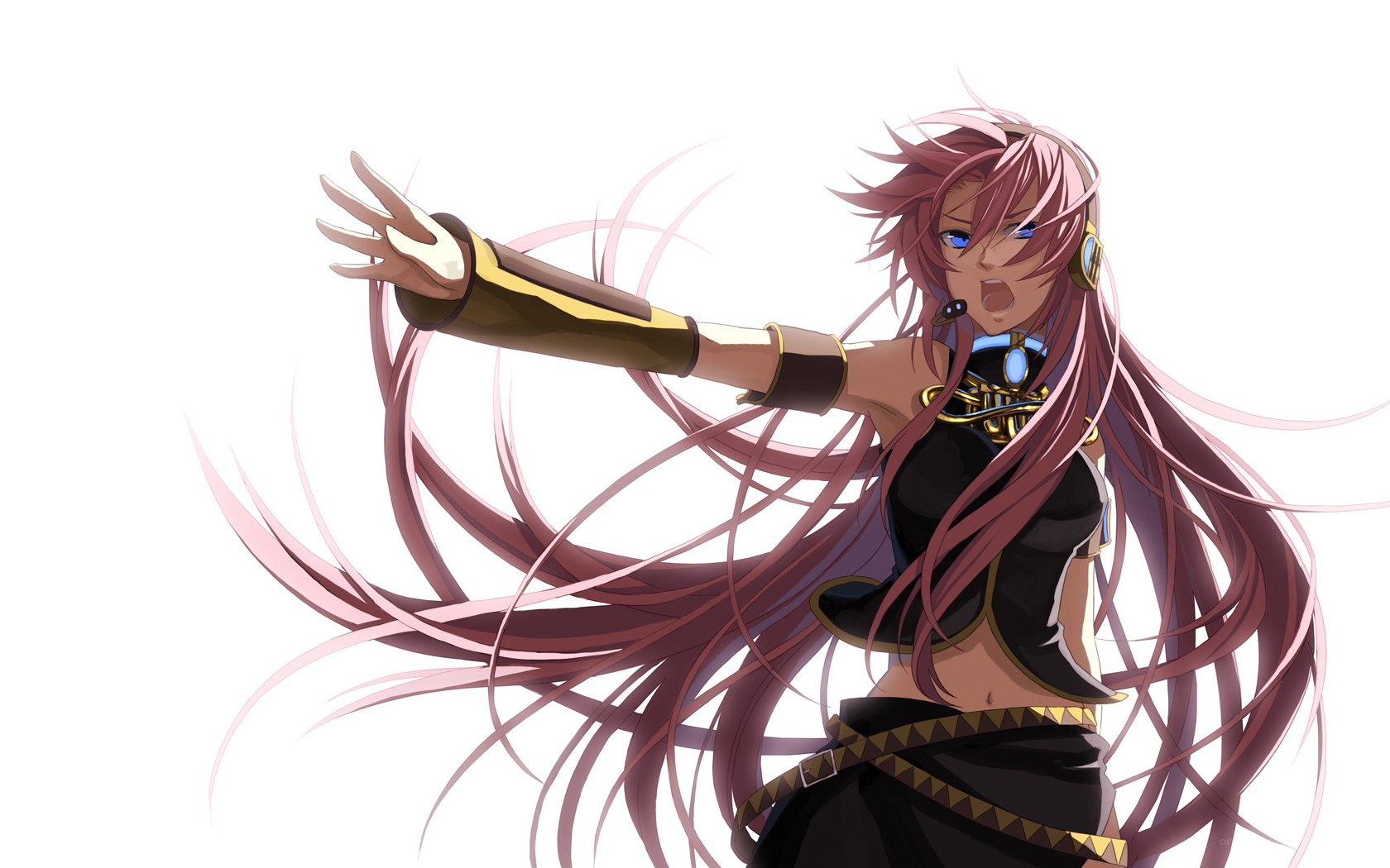 pink-haired anime character singing
