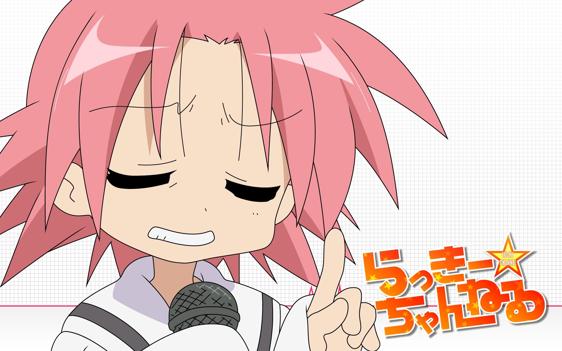 pink-haired anime character singing