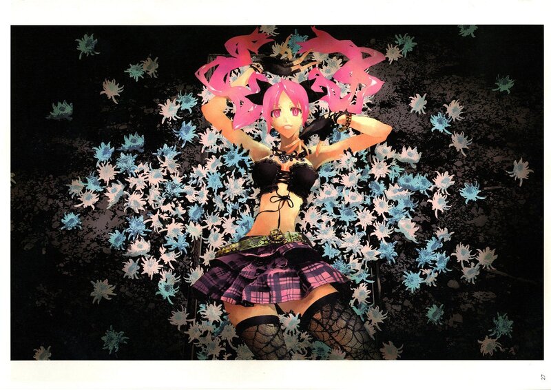 pink-haired anime character with flowers