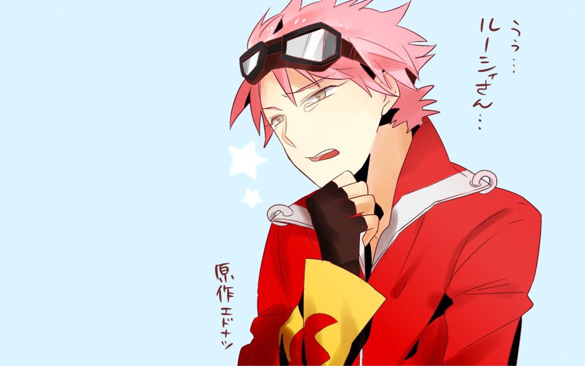 pink-haired anime character with goggles