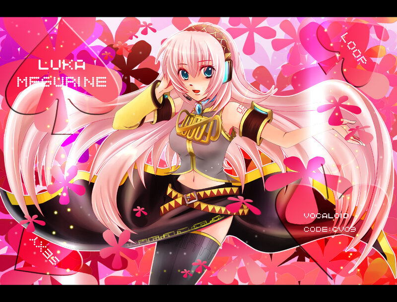 Pink-haired anime character with headphones