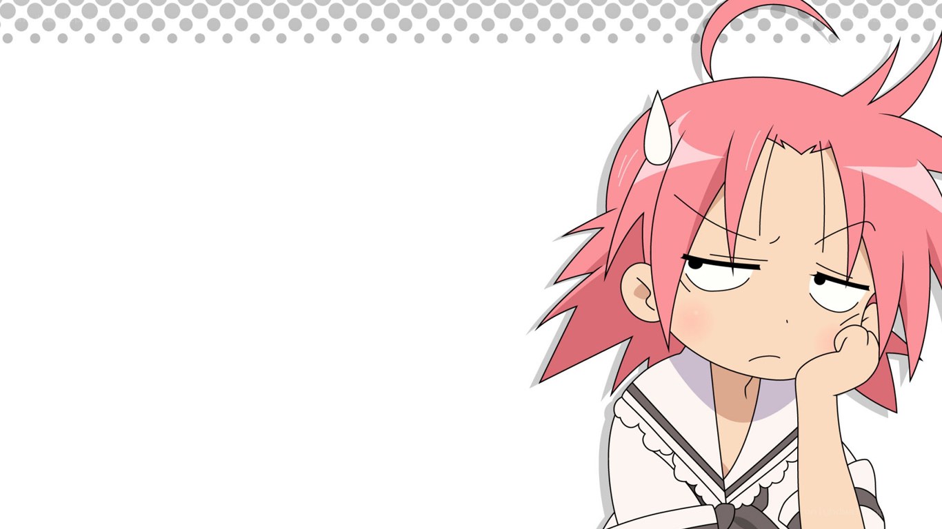 pink-haired anime character with horns