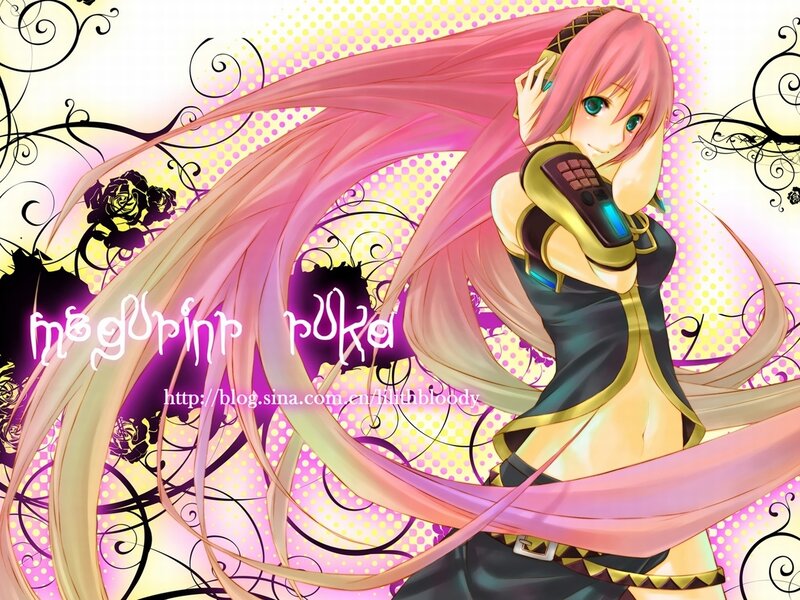 Pink-haired anime character with phone
