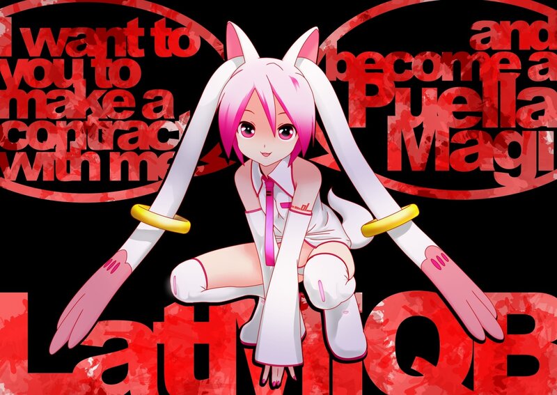 Pink-haired anime character with text
