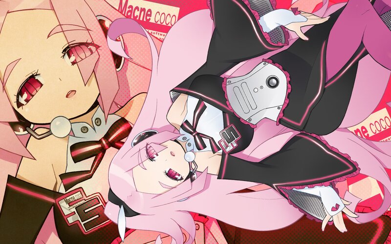 Pink-haired anime characters in dynamic pose