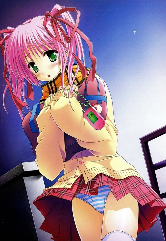 pink-haired anime girl at night
