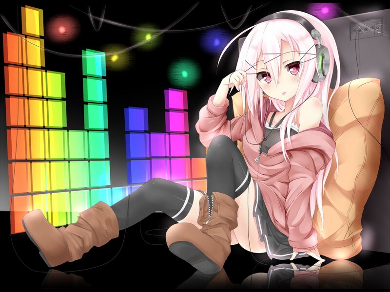 Pink-haired Anime Girl — Black, Calm, Night