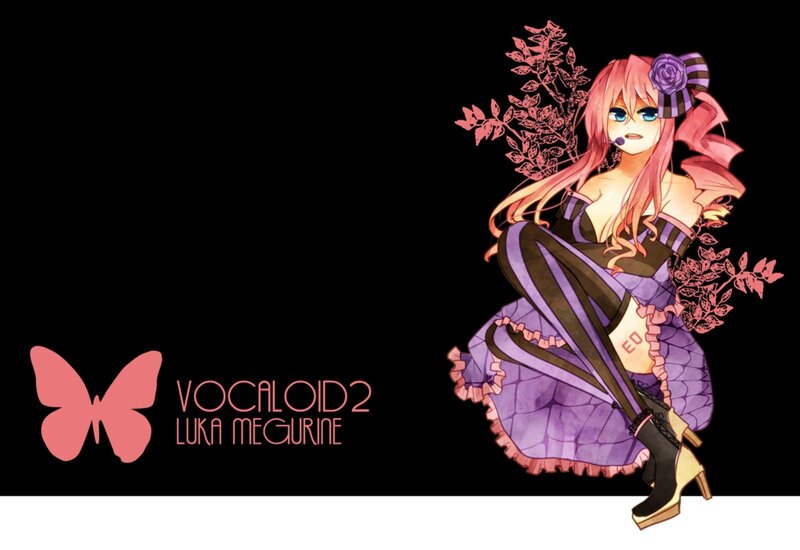 Pink-haired Anime Girl — Black, Dramatic, Digital Art