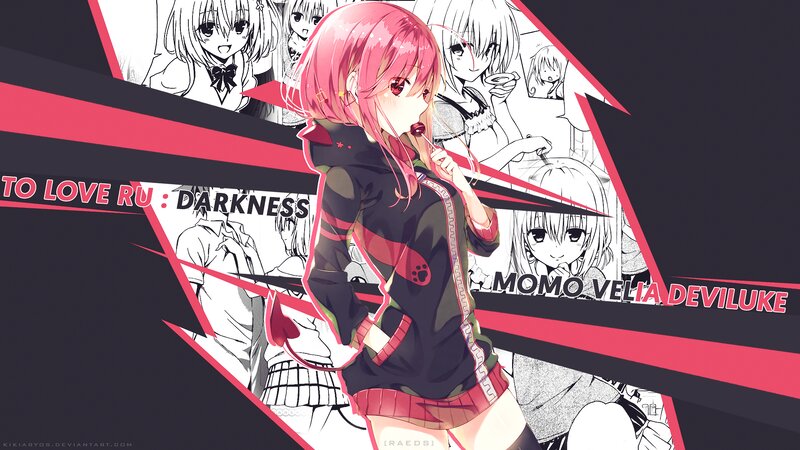 Pink-haired Anime Girl — Black, Dramatic, Lollipop