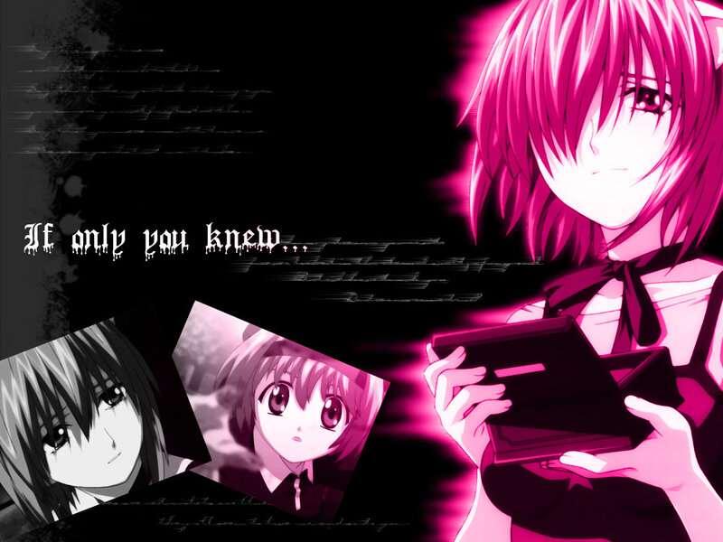 Pink-haired Anime Girl — Black, Dramatic, Night, Text