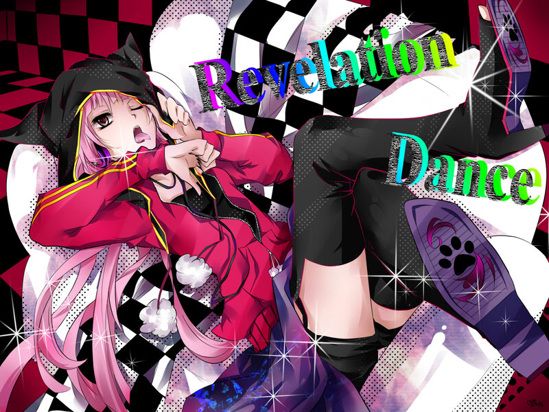 Pink-haired Anime Girl — Black, Dynamic, Checkered Pattern