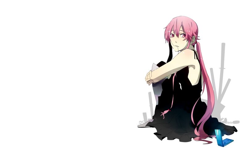 Pink-haired Anime Girl — Black, Melancholic