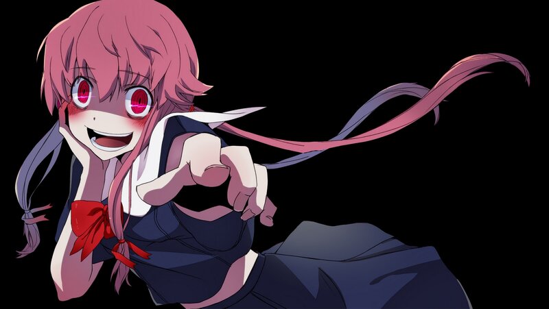 Pink-haired Anime Girl — Black, Playful
