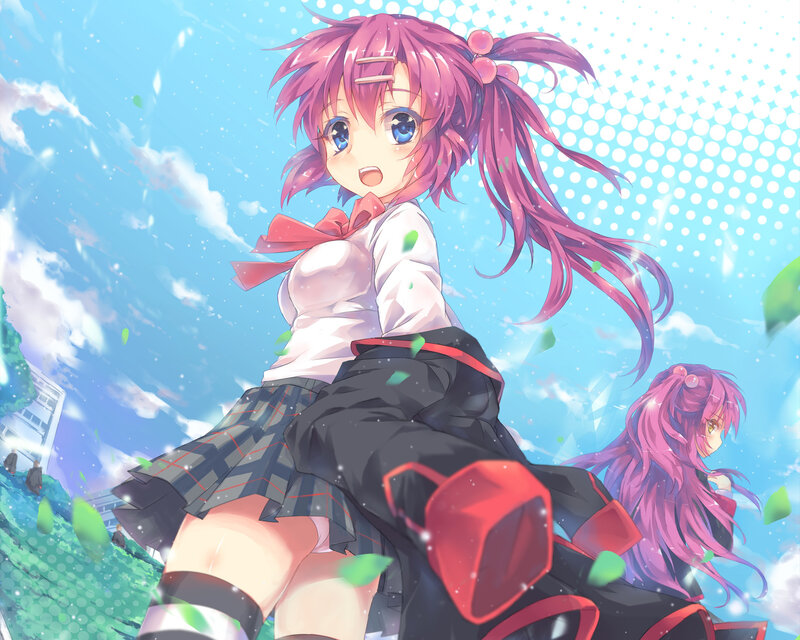 Pink-haired Anime Girl — Blue, Bright