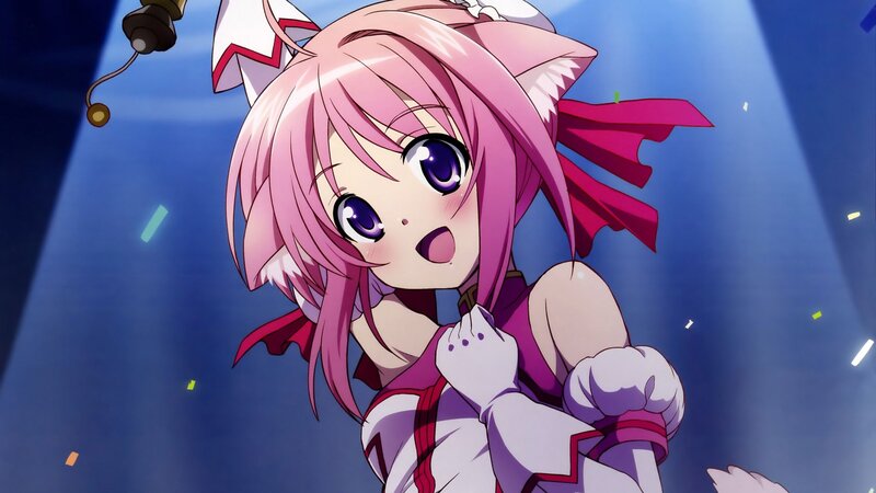 Pink-haired Anime Girl — Blue, Celebratory
