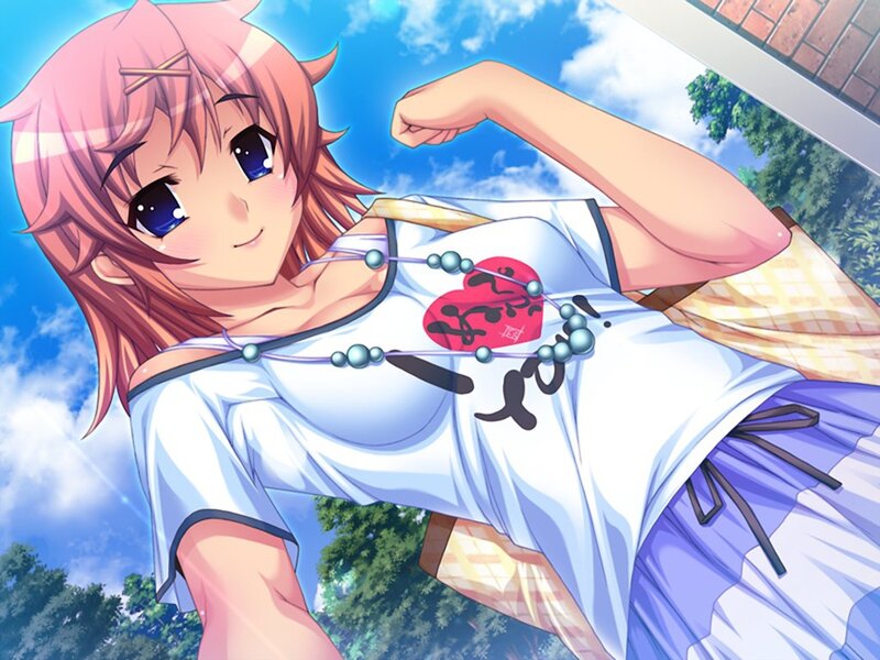 Pink-haired Anime Girl — Blue, Cheerful