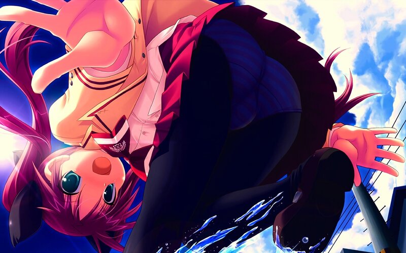 Pink-haired Anime Girl — Blue, Dramatic, Afternoon