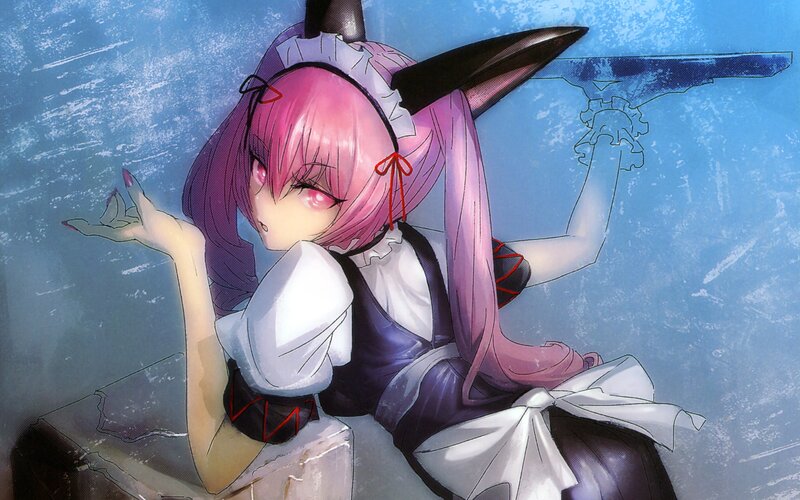 Pink-haired Anime Girl — Blue, Dramatic, Maid Outfit