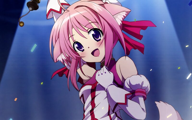 Pink-haired Anime Girl — Blue, Dramatic, Night, Cat Ears