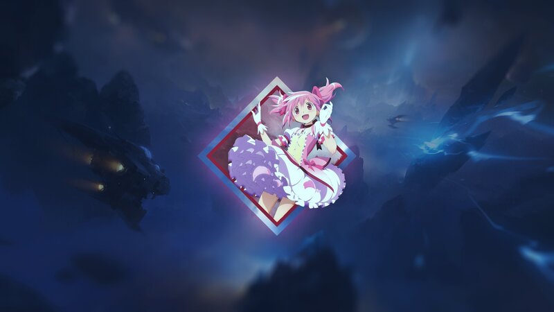Pink-haired Anime Girl — Blue, Dramatic, Night, Diamond Frame