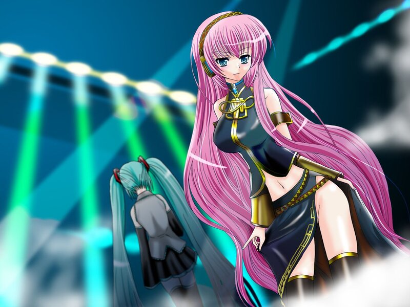 Pink-haired Anime Girl — Blue, Dramatic, Night