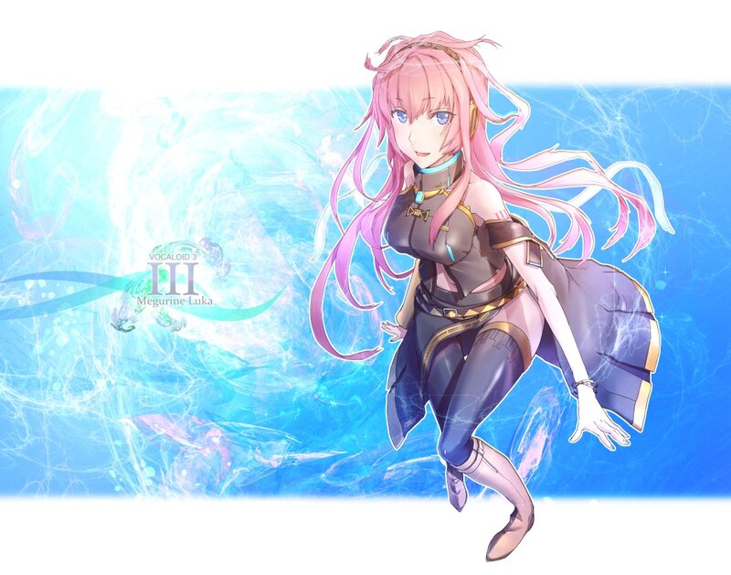 Pink-haired Anime Girl — Blue, Dynamic, Digital Art