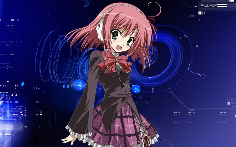 Pink-haired Anime Girl — Blue, Energetic, Headphones